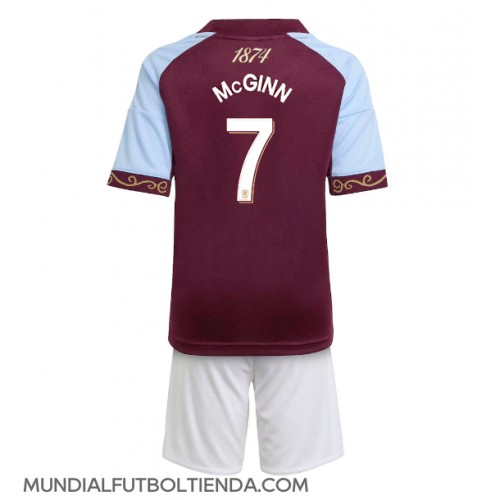 Camiseta Aston Villa John McGinn #7 Primera Equipación Replica 2025-26 para niños mangas cortas (+ Pantalones cortos)